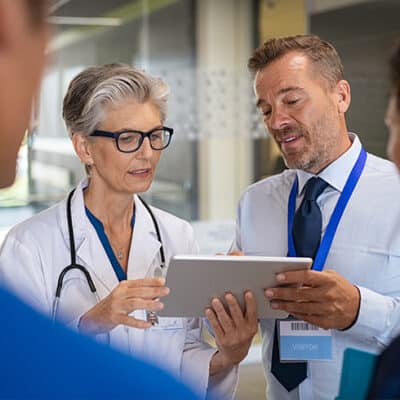 Doctor Reviewing RPM Dashboard With Specialist